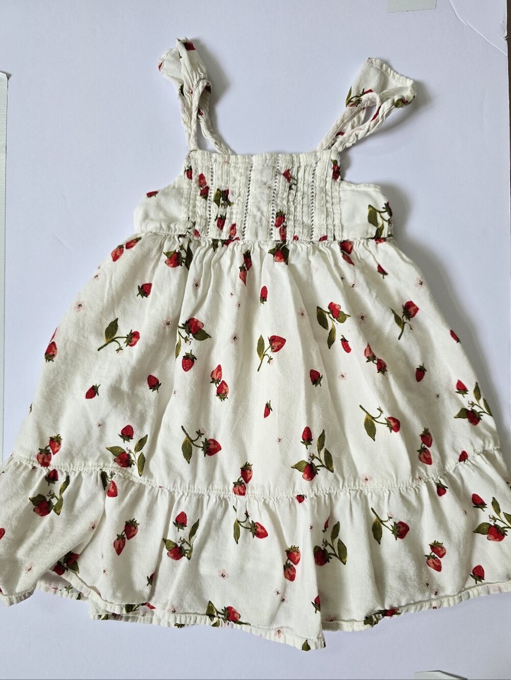 Cream Sundress with Red Strawberry Print 4T